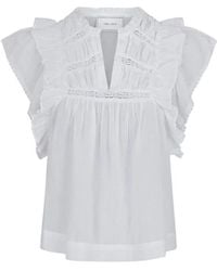 Neo Noir - Overhemden ,Wit ,Katoen Witte Voile Blouse Met Ruchedetails - Lyst