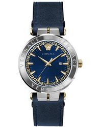 Versace - Aion orologio cinturino in pelle blu - Lyst