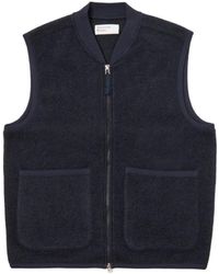 Universal Works - Rits Wollen Vest Marineblauw - Lyst
