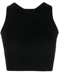 Aeron - Zwarte Geribbelde Tanktop Met Uitsnijding - Lyst