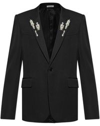 McQueen - Jassen ,Zwart ,Wol Blazer Met Glinsterende Applicaties - Lyst