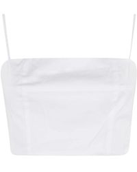 STAUD - Witte Top Met Vierkante Hals En Spaghettibandjes - Lyst