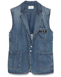 Coperni - Jassen ,Blauw ,Blauw Button-Up Jas Met Zakken - Lyst