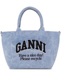 Ganni - Blaue easy shopper gewaschene tasche - Lyst