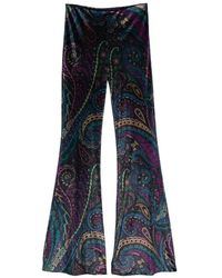 Etro - Broeken ,Veelkleurig ,Polyester Paisley-Print Wijde Pijpen Broek - Lyst