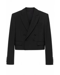 John Richmond - Jassen ,Zwart ,Leer Cropped Double-Breasted Blazer - Lyst