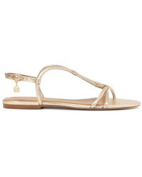 Kazar - Comfortabele Gouden Sandalen Met Metalen Versiering - Lyst