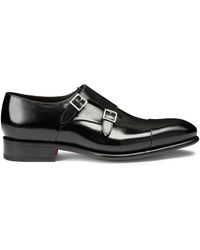 Santoni - Handgefertigter Leder Schuh Mit Doppelter Schnalle - Lyst