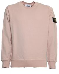 Stone Island - Katoen Fleece Crew Neck Sweatshirt - Lyst