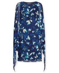 Elena Miro - Elegantes Bedrucktes Kleid Mit Cape - Lyst