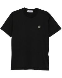 Stone Island - Tops ,Zwart ,Katoen Logo Patch Cotton T-Shirt - Lyst