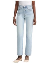 Levi's - Jeans ,Blauw ,Katoen Ribcage Straight Ankle Jeans - Lyst