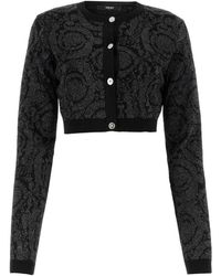 Versace - Cardigan in viscosa elasticizzata ricamato - Lyst