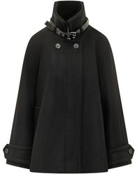 Lanvin - Jassen ,Zwart ,Wol Korte Jas Met Hoge Hals - Lyst