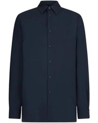 Dondup - Overhemden ,Blauw ,Wol Losse Lange Mouw Wol Poplin Overhemd - Lyst