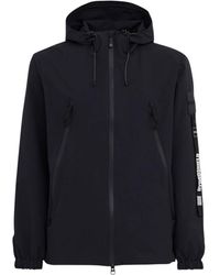 OUTHERE - Fitness ,Blauw ,Polyester Logo-Patch Hooded Jacket - Lyst