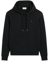 Ami Paris - Hoodies & Sweatvesten ,Zwart ,Katoen De Coeur Hoodie - Lyst