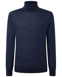 Hackett - Truien & Vesten ,Blauw ,Merino Zijde Trui - Lyst