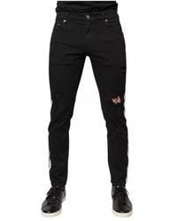 Dolce & Gabbana - Moderne Skinny Denim Jeans Mit Weißen Linien - Lyst