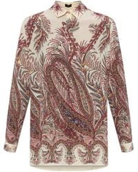 Etro - Overhemden ,Veelkleurig ,Zijden Bianco Shirt Elegante Stijl - Lyst