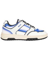 MSGM - Schoenen ,Veelkleurig ,Leer Lage Leren Sneakers, Ronde Neus - Lyst