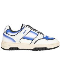 MSGM - Schoenen ,Veelkleurig ,Leer Lage Leren Sneakers, Ronde Neus - Lyst