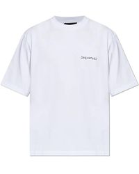DSquared² - Tops ,Wit ,Katoen T-Shirt Met Kleurrijke Print - Lyst