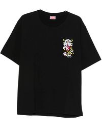 KENZO - Tops ,Zwart ,Katoen Wild Tiger Geborduurd Oversized T-Shirt - Lyst