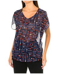 Armani Jeans - Overhemden ,Blauw ,Polyester Navyblauwe Korte Mouwen Blouse - Lyst