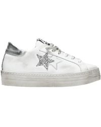 2Star - Glitzer Silber Weiß Leder Sneakers - Lyst