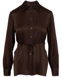Semicouture - Overhemden ,Bruin ,Satijn Shirts - Lyst