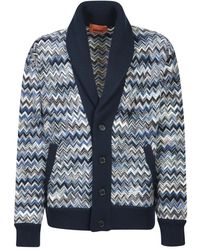 Missoni - Truien & Vesten ,Blauw ,Wol Blauwe Zigzag Gebreide Vest - Lyst