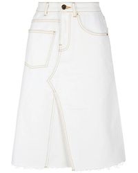 Tory Burch - Witte Denim Rok Met Contrasterende Stiksels - Lyst