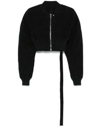 Rick Owens - Zwarte Katoenen Baseball Kraag Jas - Lyst