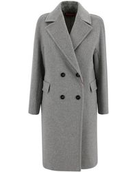 Max Mara - Jassen ,Grijs ,Wol Midi Double-Breasted Jas - Lyst