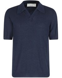 Roberto Collina - Tops ,Blauw ,Polo Mc No Bottoni - Lyst