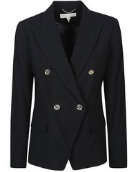 Michael Kors - Jassen ,Zwart ,Zwarte Dubbel Breasted Revers Blazer - Lyst
