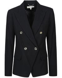 Michael Kors - Jassen ,Zwart ,Zwarte Dubbel Breasted Revers Blazer - Lyst