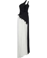 Nensi Dojaka - Asymmetrisches Schwarzes Kleid Mit Tüllpaneelen - Lyst