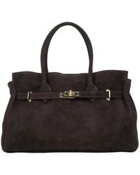 ESTRO - Große dunkelbraune tasche für frauen aus premium italienischem echtem velours - Lyst