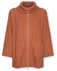 Elena Miro - Truien & Vesten ,Roze ,Wol Hoge Hals Kabelgebreide Wol Vest - Lyst