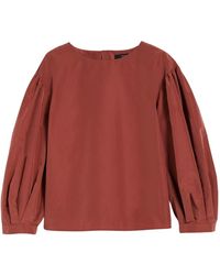 Max Mara - Overhemden ,Rood ,Taffeta Blouse Met Ronde Hals - Lyst