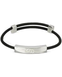 Gucci - Accessoires ,Grijs ,Leer Tag Armband - Lyst