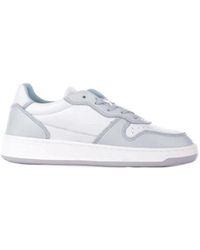 Date - Leder sneakers mit logo detail - Lyst