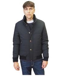 Barba Napoli - Jassen ,Blauw ,Leer Gewatteerde Winterjas - Lyst