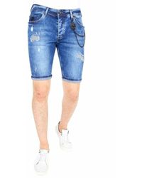 Korte broek jeans heren denim baggy met gaten trendy zomer zwarte -  chiquestijl.com