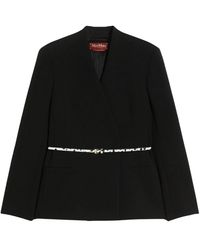 Max Mara - Jassen ,Zwart ,Leer Double-Breasted Jacket - Lyst
