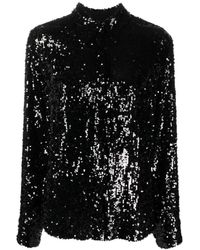 Dries Van Noten - Overhemden ,Zwart ,Pailletten Shirt Met Pailletten - Lyst