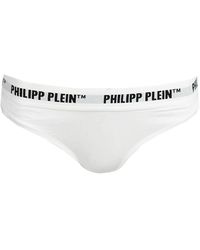 Philipp Plein - Ondergoed ,Wit ,Hoogwaardige Logo Tailleband Figi Slips 2-Pack - Lyst