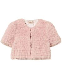 Twinset - Jassen ,Roze ,Polyester Cropped Tulle Ruffle Jacket - Lyst